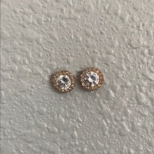 Faux Diamond Gold Earrings